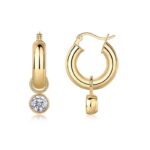 Round Shadow - Luxurious And Fashionable Light Luxury Jewelry Stud Earrings Set With Top-quality Moissanite, S925 Silver Plated With Gold