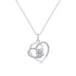 Heart To Heart - A Fashionable And Light Luxury Jewelry Pendant Necklace Set With Top-quality Moissanite, S925 Silver Plated Platinum
