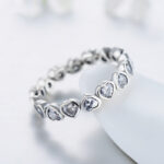 Sterling Silver Full Diamond Heart-Shaped Ring Jewelry - Image 3