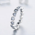 Sterling Silver Full Diamond Heart-Shaped Ring Jewelry - Image 2