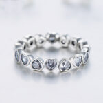 Sterling Silver Full Diamond Heart-Shaped Ring Jewelry - Image 4