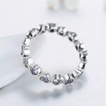 Sterling Silver Full Diamond Heart-Shaped Ring Jewelry - Image 5