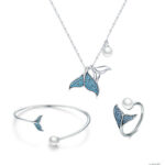 Three-piece fishtail ring necklace bracelet