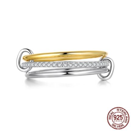 S925 Sterling Silver Three-circle Stacking Moissanite Ring