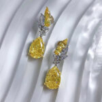 ⁦Fashion Pear-shaped Yellow Diamond Earrings⁩ - الصورة ⁦4⁩