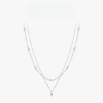 Moissanite  Double Layer Pendant Necklace 925 Sterling Silver Round Stylish Choker Necklace