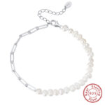 ⁦Creative Sterling Silver Natural Freshwater Pearl Necklace Bracelet⁩ - الصورة ⁦2⁩