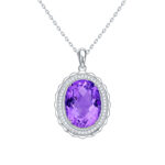 ⁦Luxury Style Necklace S925 Silver Set Oval Natural Amethyst Pendant⁩ - الصورة ⁦4⁩