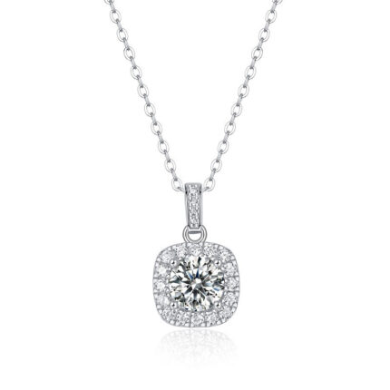 925 Silver Moissanite Cube Sugar Necklace