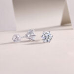 ⁦Quiet - Set With 1-carat Top-quality Moissanite S925 Silver And Platinum-plated Stud Earrings, A Fashionable And Trendy Accessory⁩ - الصورة ⁦4⁩