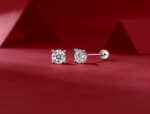 ⁦Time Imprint - Earrings Set With 0.5-carat Top-quality Moissanite S925 Silver And Platinum-plated Stud Earrings, A Fashionable And Trendy Accessory, Can Be Tested With A Diamond Pen⁩ - الصورة ⁦4⁩