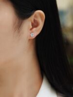 ⁦Prosperity - Earrings Set With Top-quality Moissanite S925 Silver And Platinum-plated Stud Earrings, A Fashionable And Trendy Accessory, Can Be Tested With A Diamond Pen⁩ - الصورة ⁦4⁩
