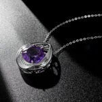 ⁦Fashion Simple Drop Shaped Pendant Versatile Temperament Amethyst Necklace Women's 925 Silver⁩ - الصورة ⁦2⁩