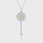 ⁦Luxury Ascot Yellow Diamond Key Pendant Heavy Industry Inlaid High Carbon Diamond Collar Chain⁩ - الصورة ⁦4⁩