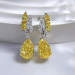 ⁦Fashion Pear-shaped Yellow Diamond Earrings⁩ - الصورة ⁦7⁩