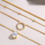 ⁦Pear-shaped Inlay Of Top-quality Moissanite, Luxurious And Fashionable, Minimalist Trend Jewelry, Silver Pendant Necklace, Collar Chain, S925 Silver Electroplated With Gold⁩ - الصورة ⁦2⁩