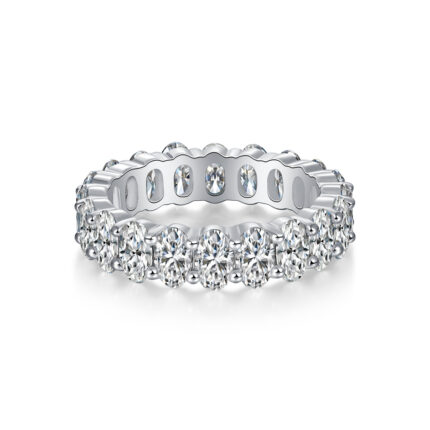 Luo Shen - A Wedding Ring Set With Top-quality Egg-shaped Moissanite S925 Silver And Platinum-plated Diamond.