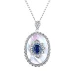 ⁦Sapphire Diamond Pendant 925 Sterling Silver Party Wedding Pendants Chain Necklace For Women Charm Jewelry⁩ - الصورة ⁦5⁩