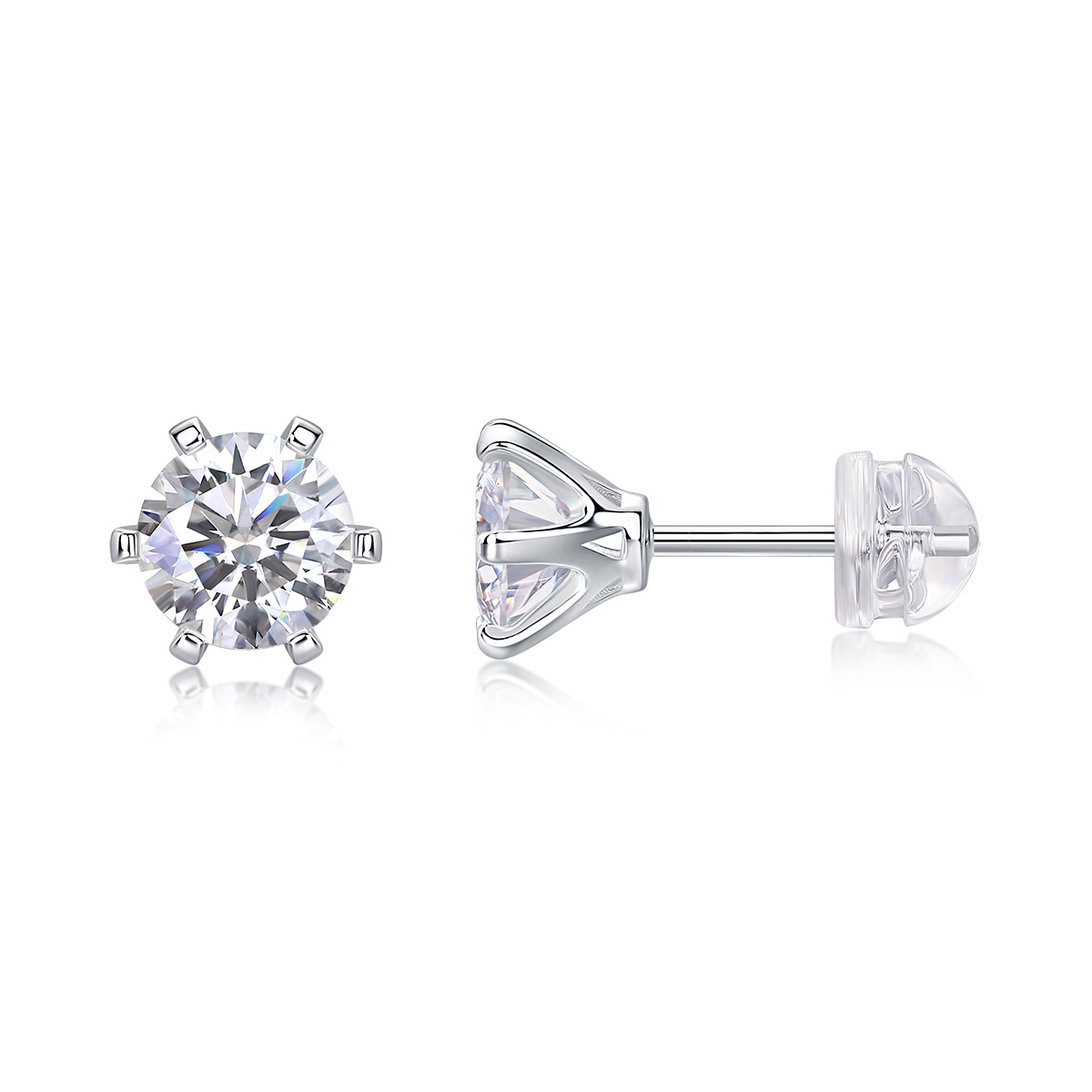 6f66a824-ab93-418c-92cc-27ed6ca95333.jpg Quiet - Set With 1-carat Top-quality Moissanite S925 Silver And Platinum-plated Stud Earrings, A Fashionable And Trendy Accessory - الصورة 1