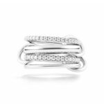 ⁦Fashion S925 Sterling Silver Four-ring Buckle Row Diamond Ring⁩ - الصورة ⁦2⁩