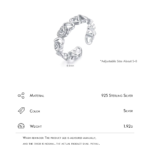 ⁦Silver Sparkling Clear Zircon Free Size Rings Heart To Heart Adjustable Ring⁩ - الصورة ⁦11⁩
