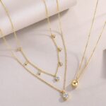 ⁦Luxury Fashion Minimalist Trend Jewelry Silver Pendant Necklace With Top-quality Moissanite, S925 Silver Electroplated With Gold⁩ - الصورة ⁦3⁩