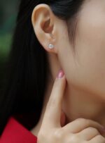 ⁦Time Imprint - Earrings Set With 0.5-carat Top-quality Moissanite S925 Silver And Platinum-plated Stud Earrings, A Fashionable And Trendy Accessory, Can Be Tested With A Diamond Pen⁩ - الصورة ⁦2⁩