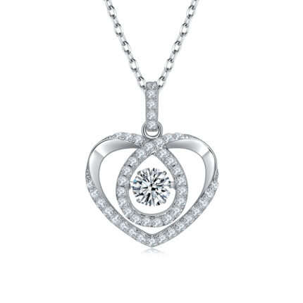 Set With Top-quality Moissanite, This Luxurious And Fashionable Light Luxury Trend Jewelry Necklace Pendant Is Made Of S925 Silver Electroplated With Platinum