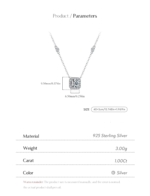 Moissanite Necklace   925 Sterling Sliver Square Classic Pendant Necklace - Image 14