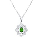 Vintage High Grade Green Diopside Necklace Personality Hollow Eight Star Cool Wind Pendant
