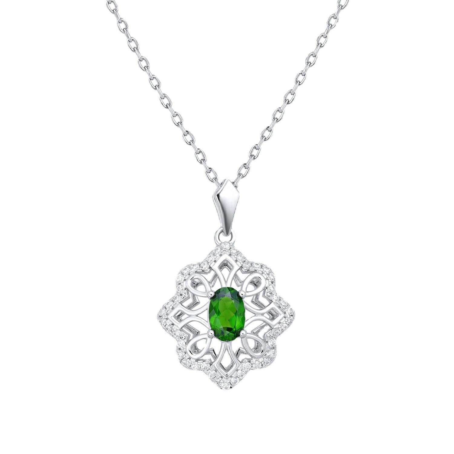 9db22f51-a9e3-49db-98d9-16d49fdcbf50.jpg Vintage High Grade Green Diopside Necklace Personality Hollow Eight Star Cool Wind Pendant - الصورة 1