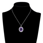 ⁦Luxury Style Necklace S925 Silver Set Oval Natural Amethyst Pendant⁩ - الصورة ⁦3⁩