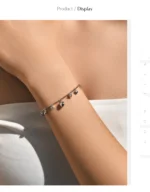 ⁦925 Sterling Silver Delicate Mirror Hearts Charm Beads Bracelet Romantic Trendy Link Chain⁩ - الصورة ⁦11⁩
