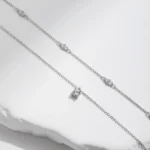 Moissanite  Double Layer Pendant Necklace 925 Sterling Silver Round Stylish Choker Necklace - Image 5