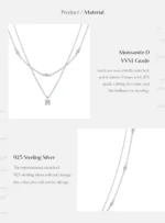 Moissanite  Double Layer Pendant Necklace 925 Sterling Silver Round Stylish Choker Necklace - Image 9