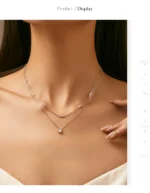 Moissanite  Double Layer Pendant Necklace 925 Sterling Silver Round Stylish Choker Necklace - Image 10