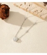 Moissanite Necklace   925 Sterling Sliver Square Classic Pendant Necklace - Image 13