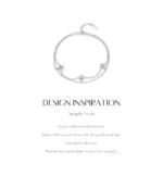 ⁦Silver Double-layer Four Leaf Clover Bracelet Trendy Chain Link Bracelets⁩ - الصورة ⁦7⁩