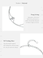 ⁦Silver Double-layer Four Leaf Clover Bracelet Trendy Chain Link Bracelets⁩ - الصورة ⁦8⁩