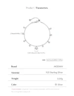 ⁦925 Sterling Silver Delicate Mirror Hearts Charm Beads Bracelet Romantic Trendy Link Chain⁩ - الصورة ⁦10⁩