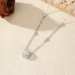 Moissanite Necklace   925 Sterling Sliver Square Classic Pendant Necklace - Image 4