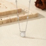 Moissanite Necklace   925 Sterling Sliver Square Classic Pendant Necklace - Image 3