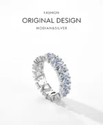 ⁦925 Sterling Silver Water Drop Clear Zircon Sparkling Prong Setting Ring⁩ - الصورة ⁦4⁩