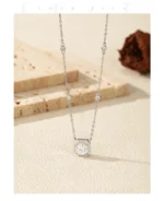 Moissanite Necklace   925 Sterling Sliver Square Classic Pendant Necklace - Image 12