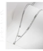 Moissanite  Double Layer Pendant Necklace 925 Sterling Silver Round Stylish Choker Necklace - Image 11