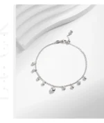 ⁦925 Sterling Silver Delicate Mirror Hearts Charm Beads Bracelet Romantic Trendy Link Chain⁩ - الصورة ⁦12⁩
