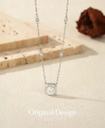 Moissanite Necklace   925 Sterling Sliver Square Classic Pendant Necklace - Image 9