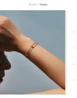 ⁦Silver Double-layer Four Leaf Clover Bracelet Trendy Chain Link Bracelets⁩ - الصورة ⁦9⁩