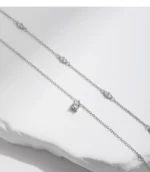 Moissanite  Double Layer Pendant Necklace 925 Sterling Silver Round Stylish Choker Necklace - Image 13