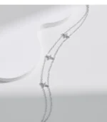 ⁦Silver Double-layer Four Leaf Clover Bracelet Trendy Chain Link Bracelets⁩ - الصورة ⁦12⁩